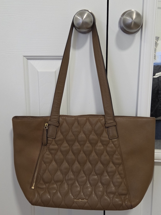 Vera Bradley Handbags - Vera Bradley Quilted Brown Leather Laptop Tote Bag
